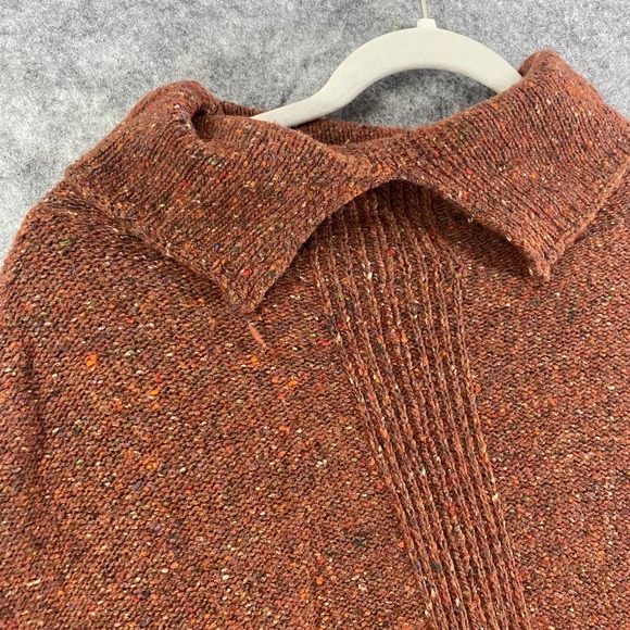 Tibi Sweater Small Terracotta Brown Tweed Knit Oversized Turtleneck Long Sleeve - Picture 6 of 13